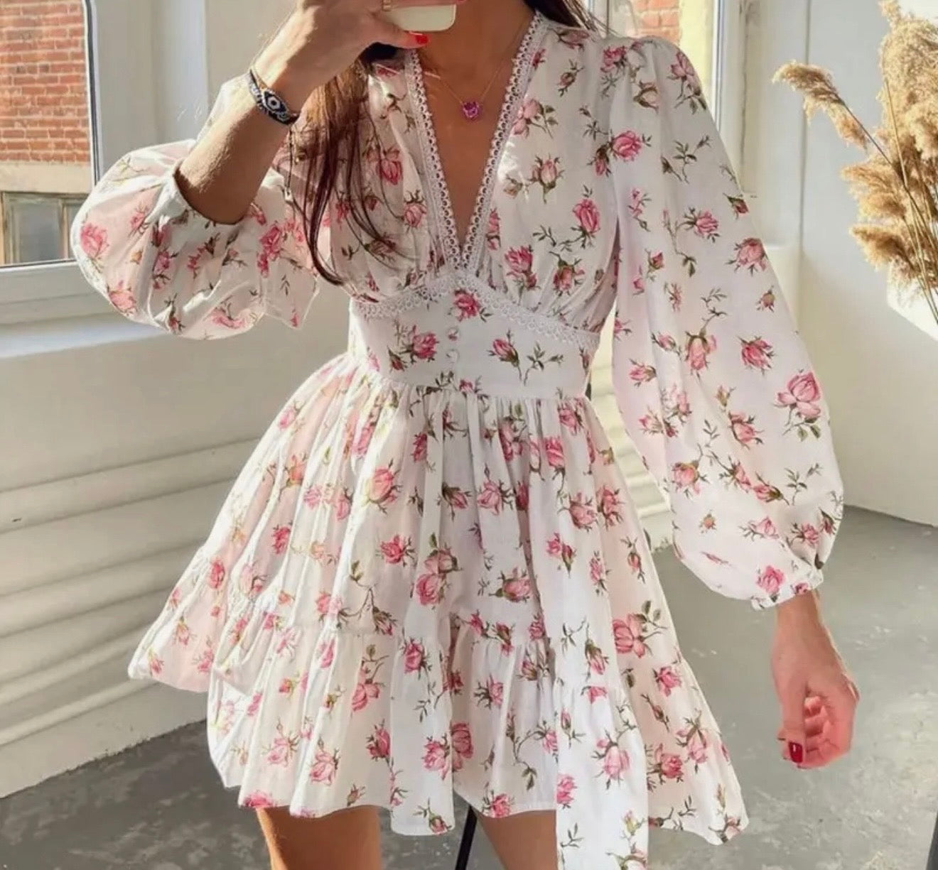 Floral V-neck Dress