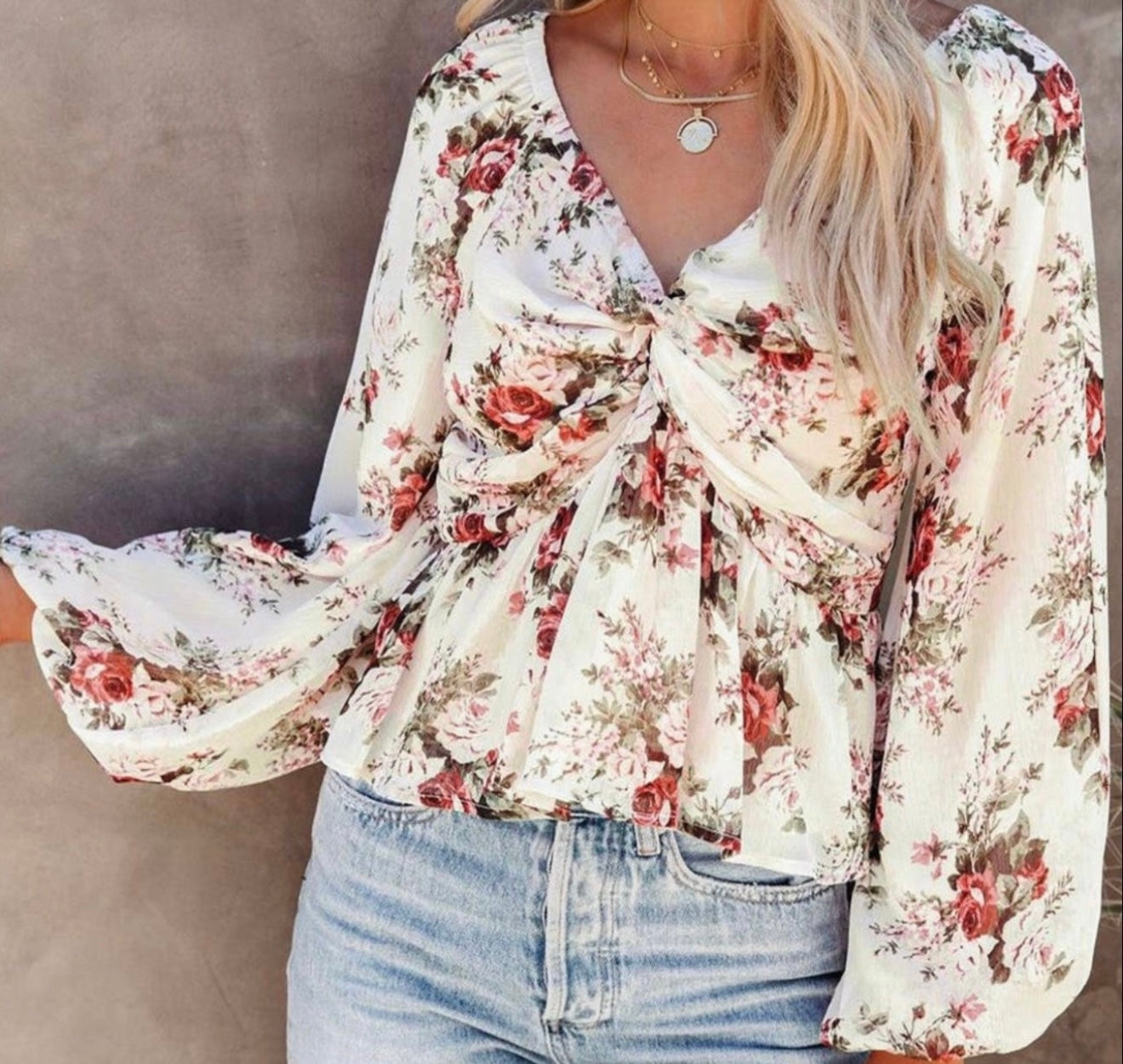 Floral V Neck