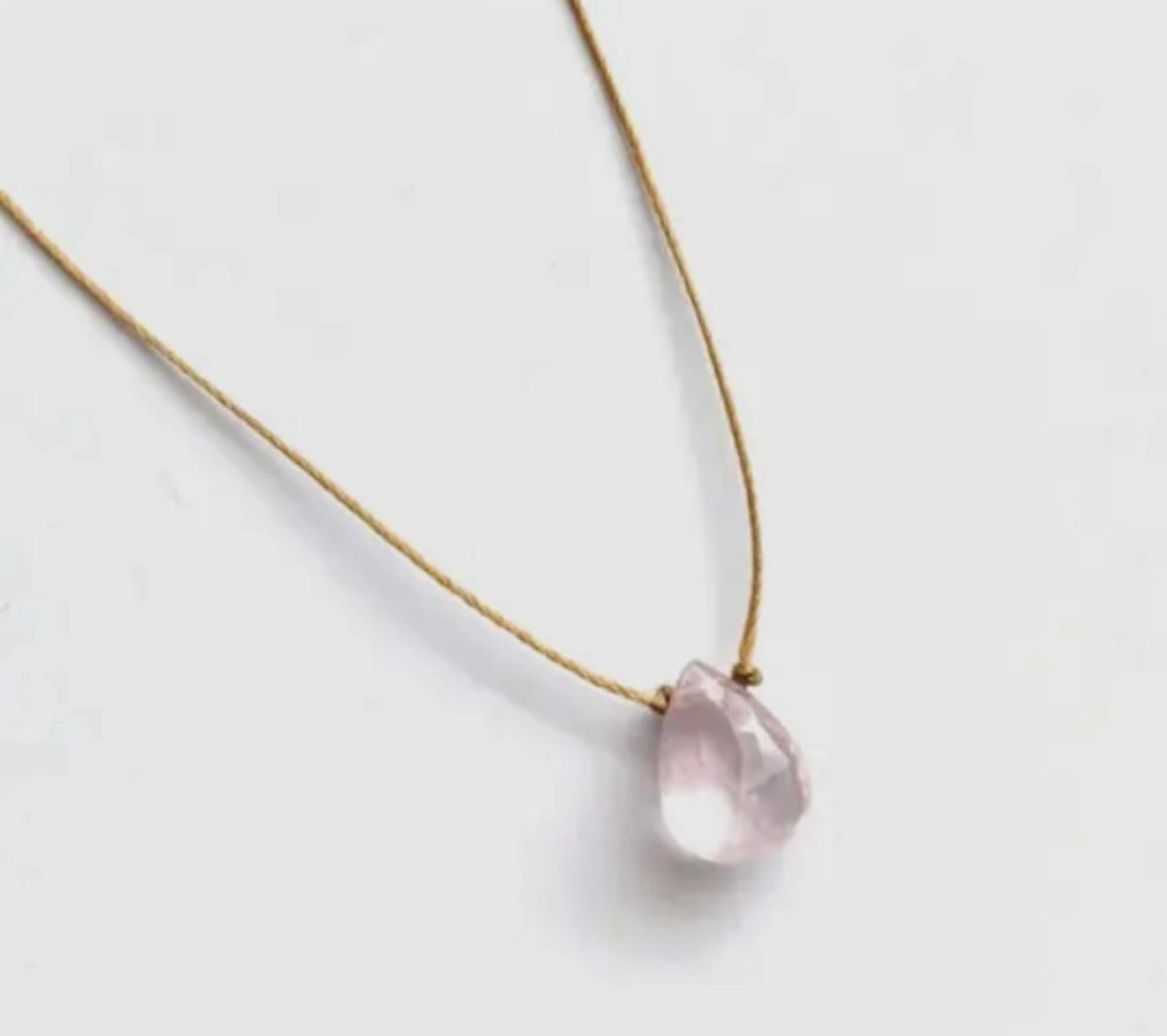 Rose Quartz Small Faceted
Teardrop Necklace